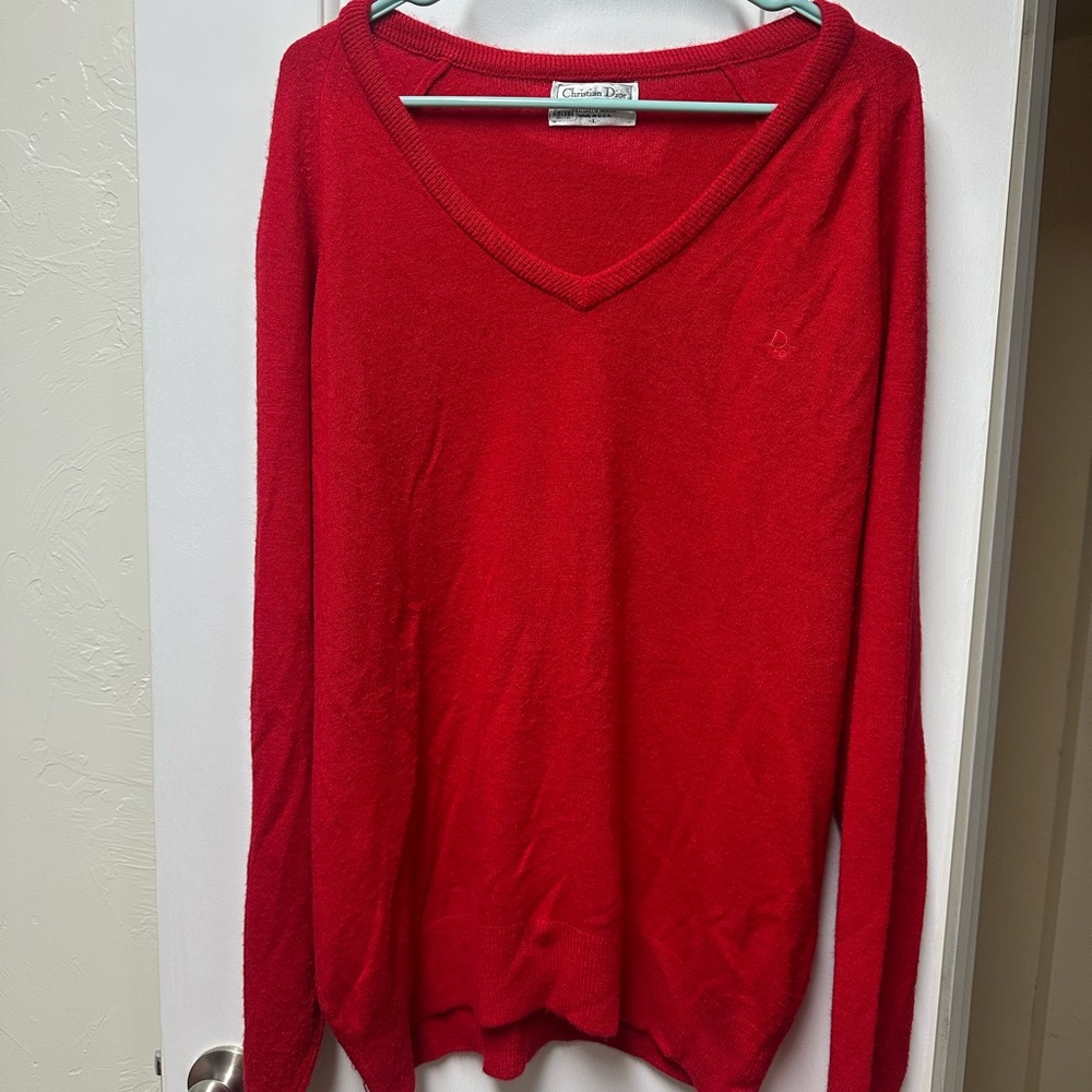 Dior Vibrant Red V-Neck Sweater